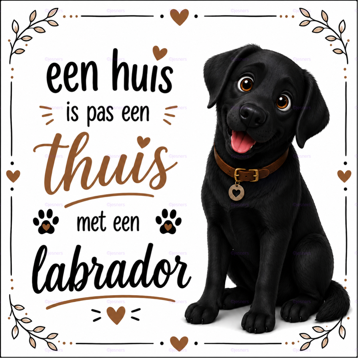 Honden tegel Labrador black 15x15 cm