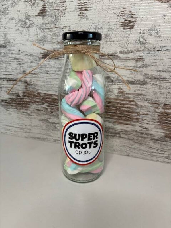 Glazen fles trots op jou