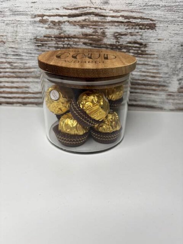 Glazen pot met tekst "je bent goud waard"