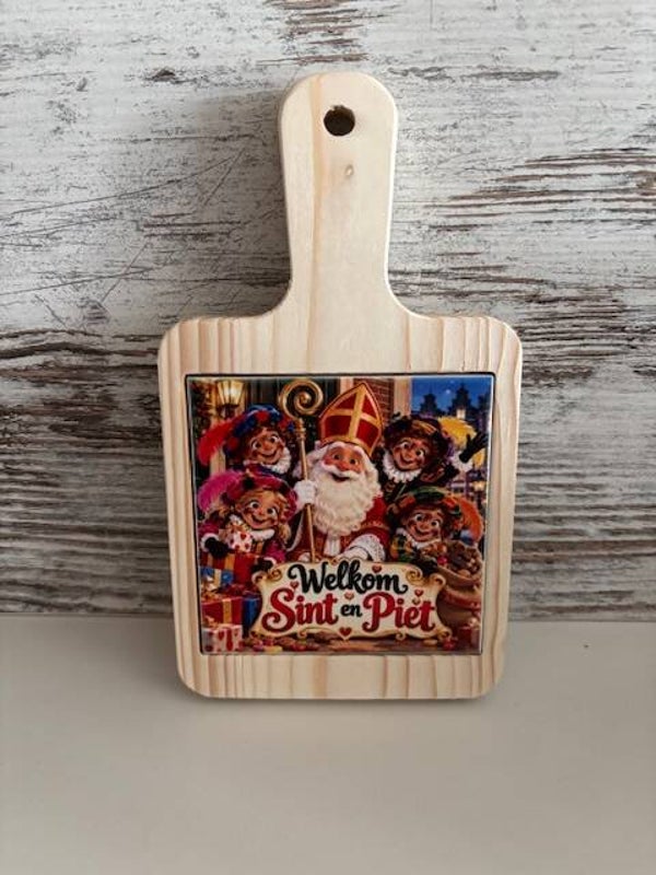 Plank met tegeltje Sinterklaas