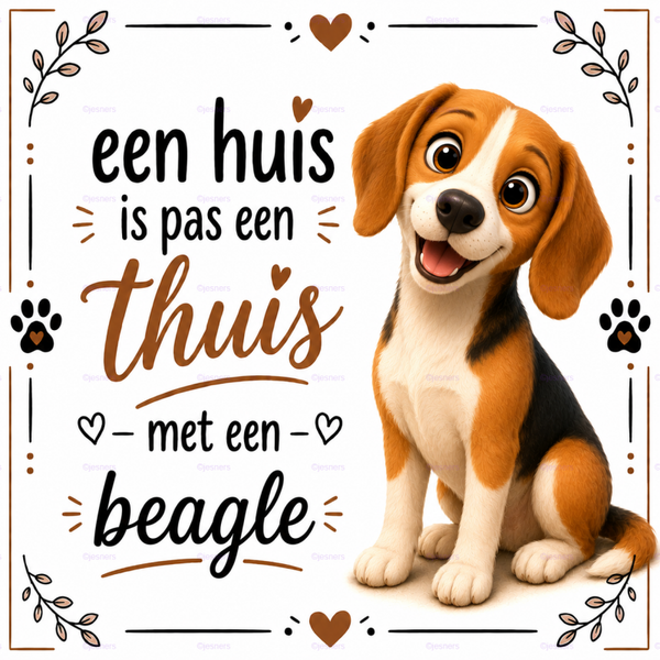 Honden tegel Beagle 15x15 cm