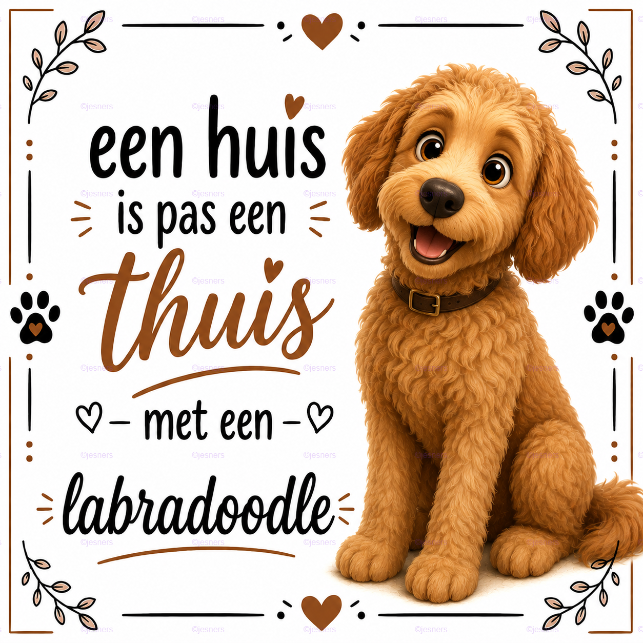 Honden tegel Labradoodle 15x15 cm