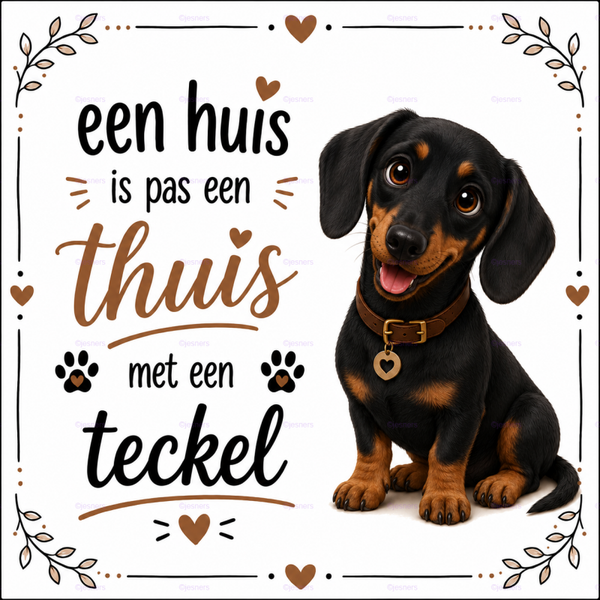 Honden tegel Teckel 15x15 cm