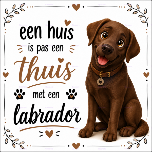 Honden tegel Labrador bruin 15x15 cm