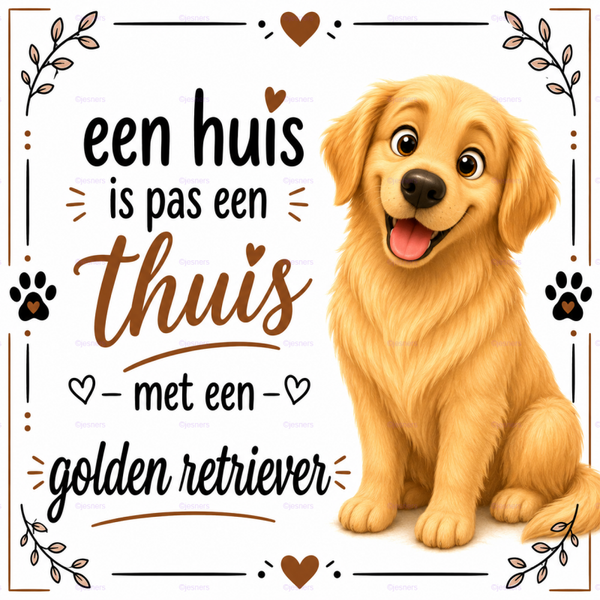 Honden tegel Golden Retriever 15x15 cm