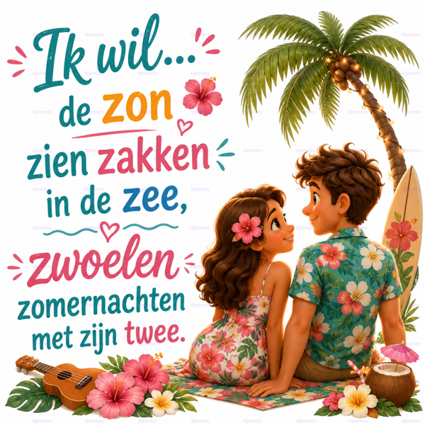 Tegeltje ik wil de zon zien zakken in de zee