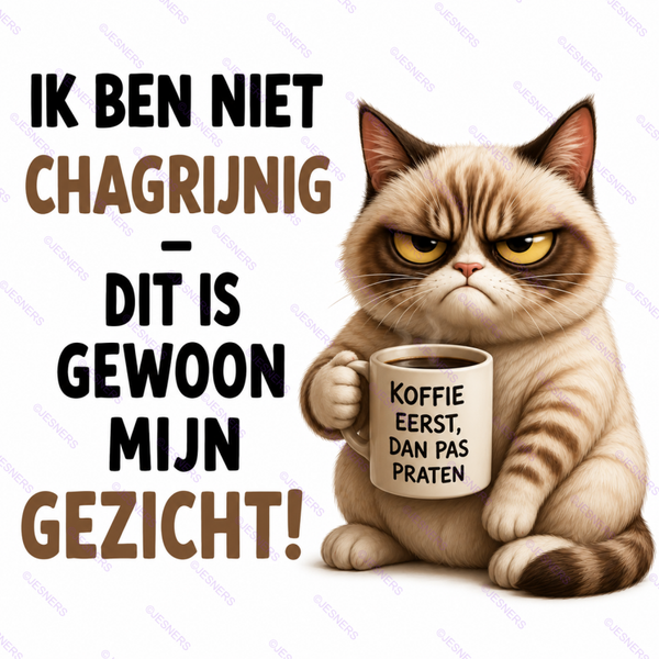 Katten tegel "ik ben niet Chagrijnig"