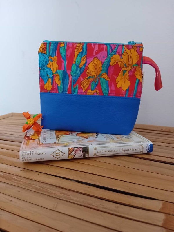 Petite trousse tissu "Iris" et simili cuir