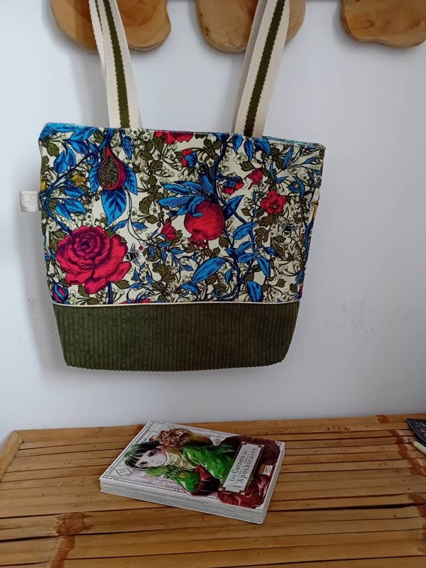 Sac épaule velours ras et velours cotelé