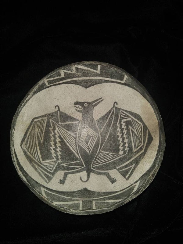 Mimbres Anasazi Bat Bowl Replica
