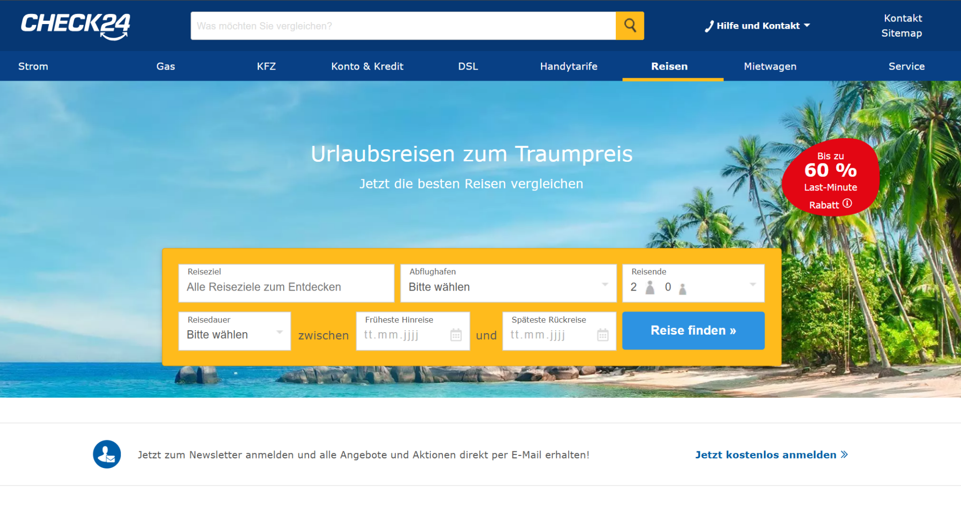Alle Top Reiseveranstalter im Vergleich mit Check24
