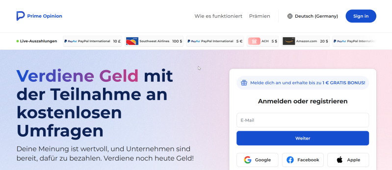 Abbildung 2: Einfache Online-Umfragen und Produkttests 2025 (Quelle Rentner24.eu & Prime Opinion Fotos 26.05.2024