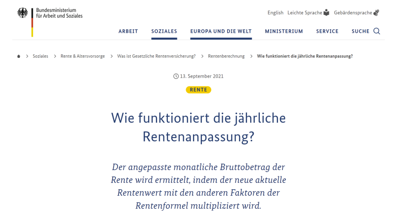 Anpassungen der Rentenformel