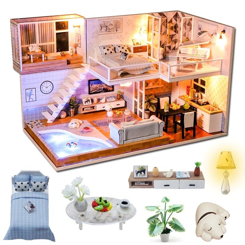 Hewec Mini DIY huis Miniatuur Bouwpakket modelbouw poppenhuis set M16