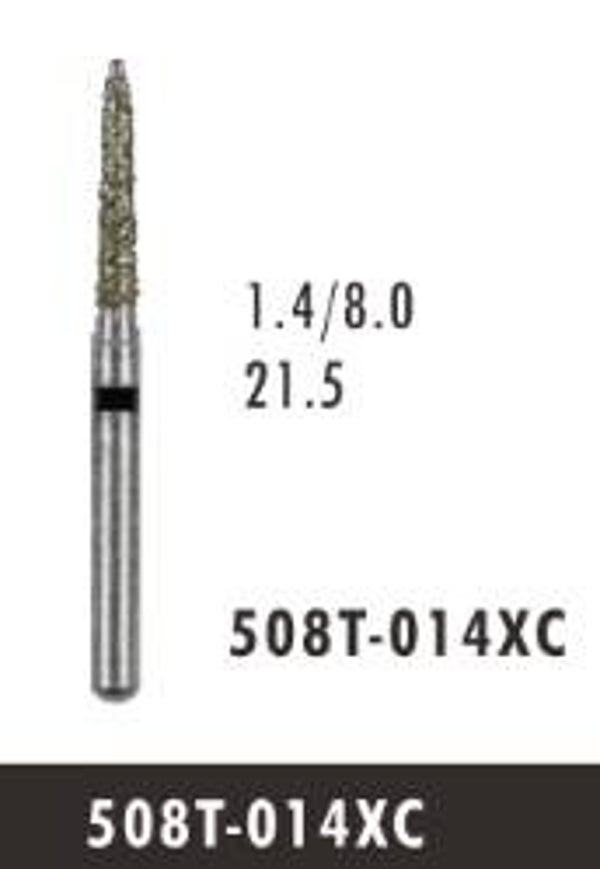 508T-014XC - Super Coarse Cone Diamond Bur with Pin Guide for Crown Prep (10 burs)