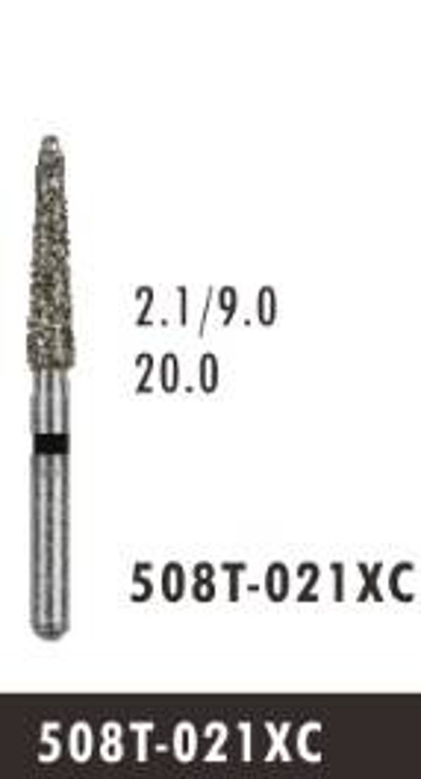 508T-021XC - Super Coarse Cone Diamond Bur with Pin Guide for Crown Prep (10 burs)