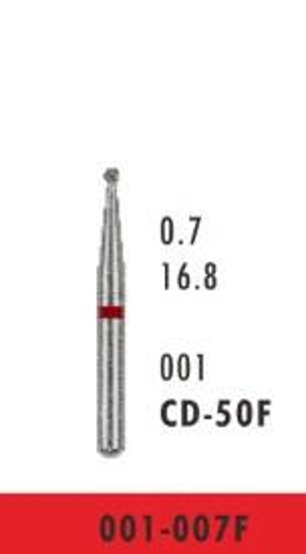 CD-50F - Small Round Short Diamond Bur for Children's Teeth - Fine Grit (10 burs)