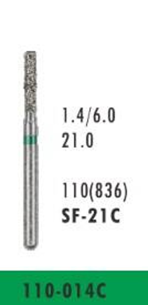 SF-21C - Straight / Cylinder Flat End Diamond Bur (10 burs)