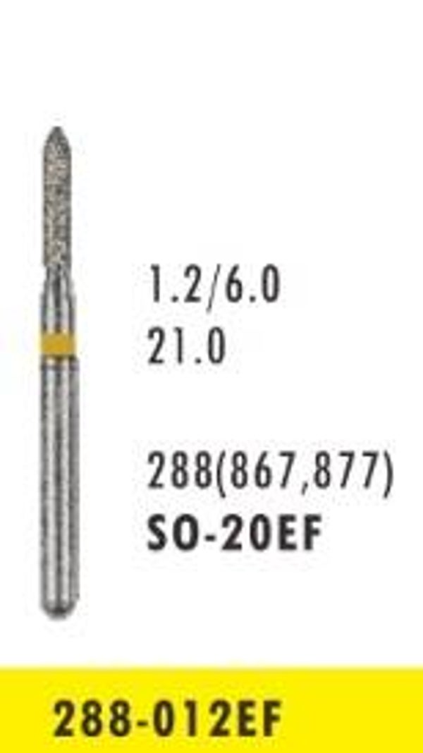 SO-20EF - Straight Ogival End / Torpedo Cylinder Diamond Bur - Extra Fine Grit (10 burs)