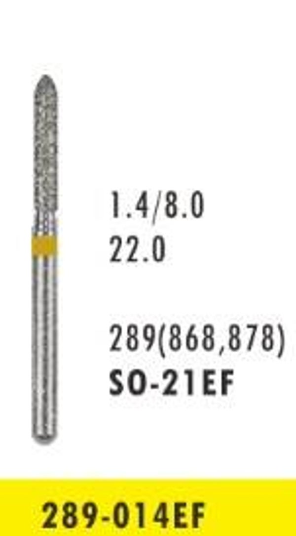 SO-21EF - Straight Ogival End / Torpedo Cylinder Diamond Bur - Extra Fine Grit (10 burs)