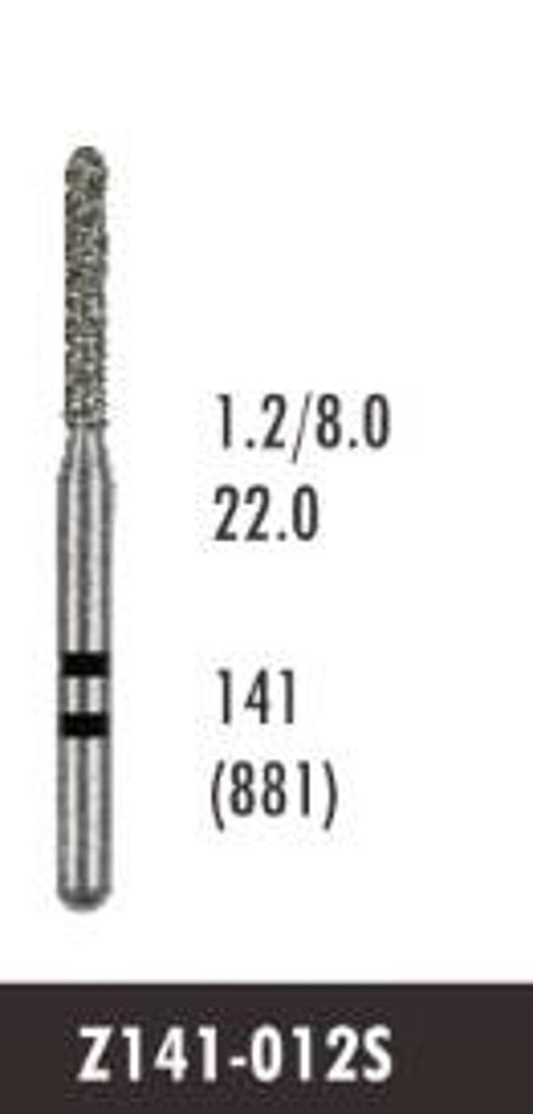 Z141-012S - Zirconia Cutting Round End Cylinder Diamond Bur (10 burs)