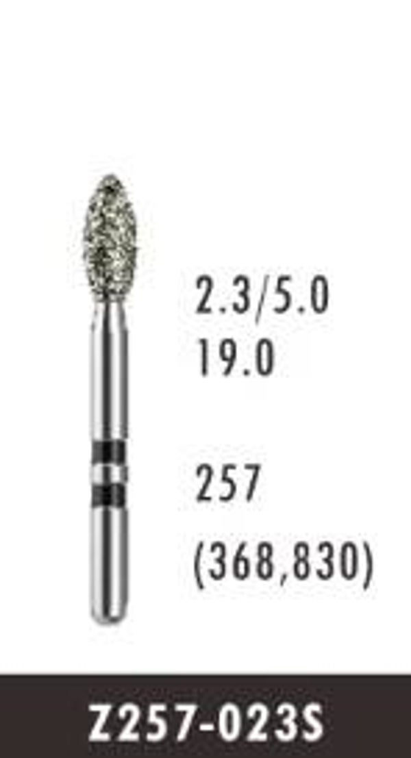 Z257-023S - Zirconia Cutting Egg / Football Shaped Diamond Bur (10 burs)