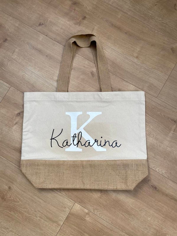 Jutetasche mit Wunschnamen