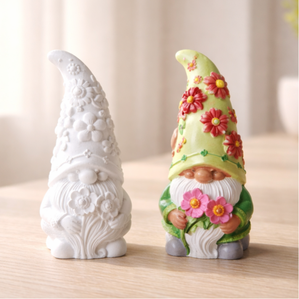 "Wichtel mit Blumen"