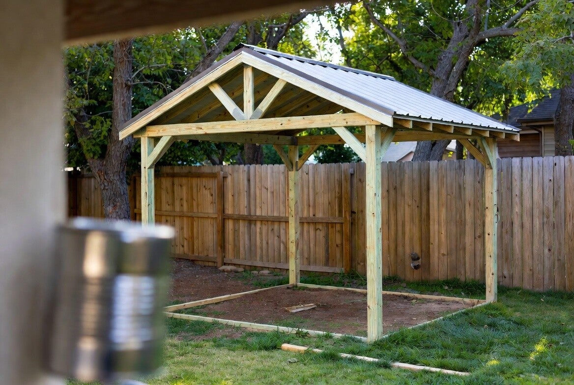 12x12 Steel Edge Pine & Metal Roof Pavilion Kit