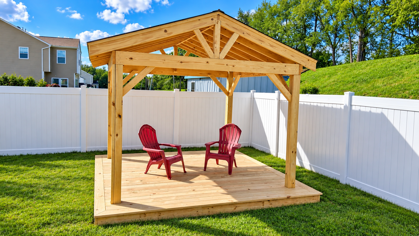 Pine pavilion and deck