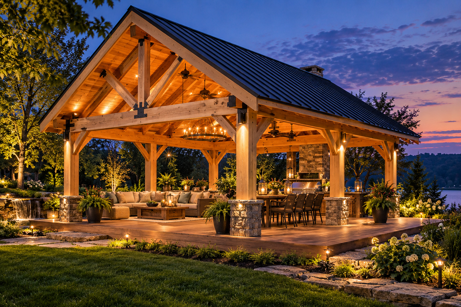 Finished timber pavilion