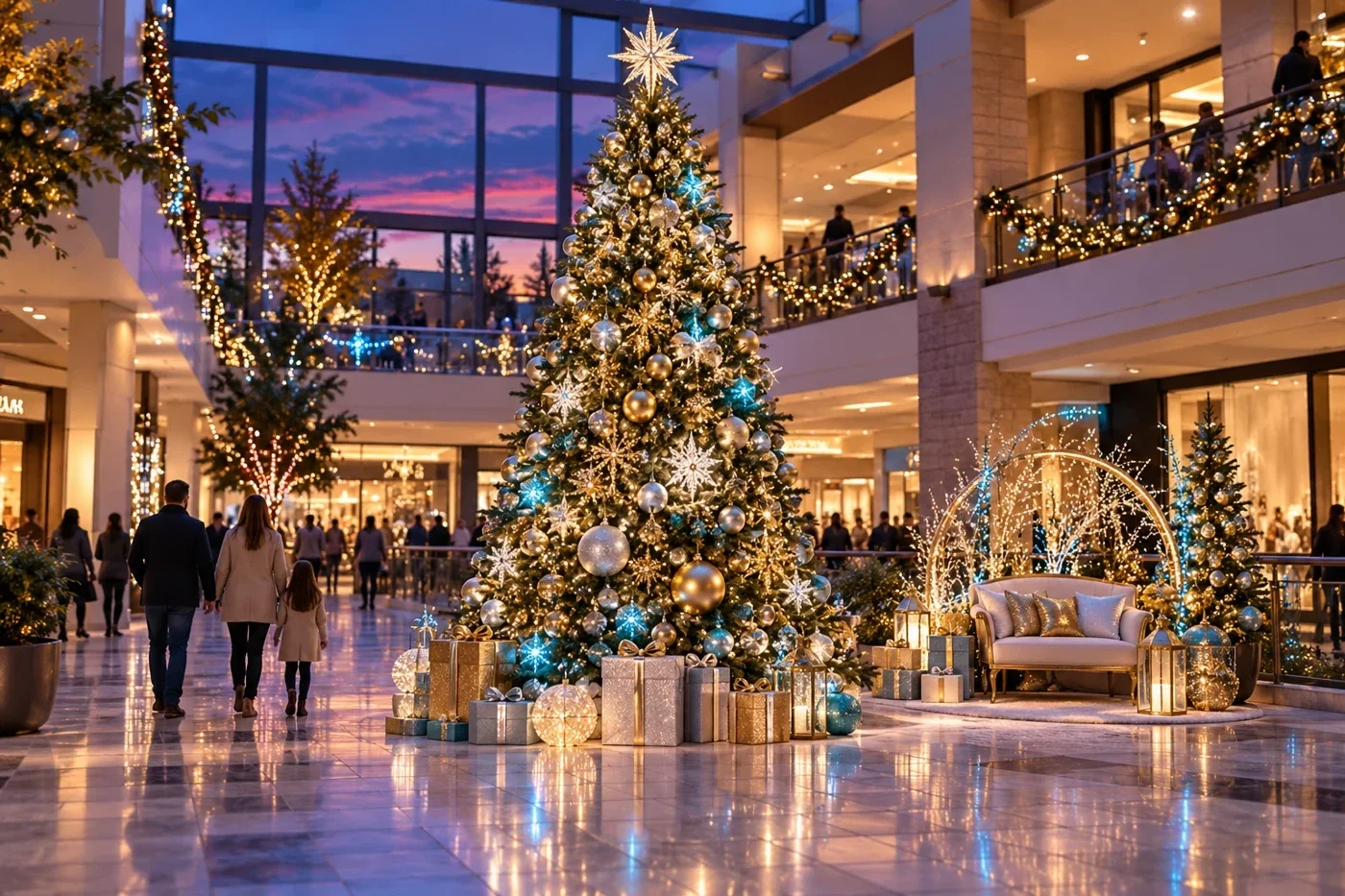 Center Court Moment holiday decorating concept