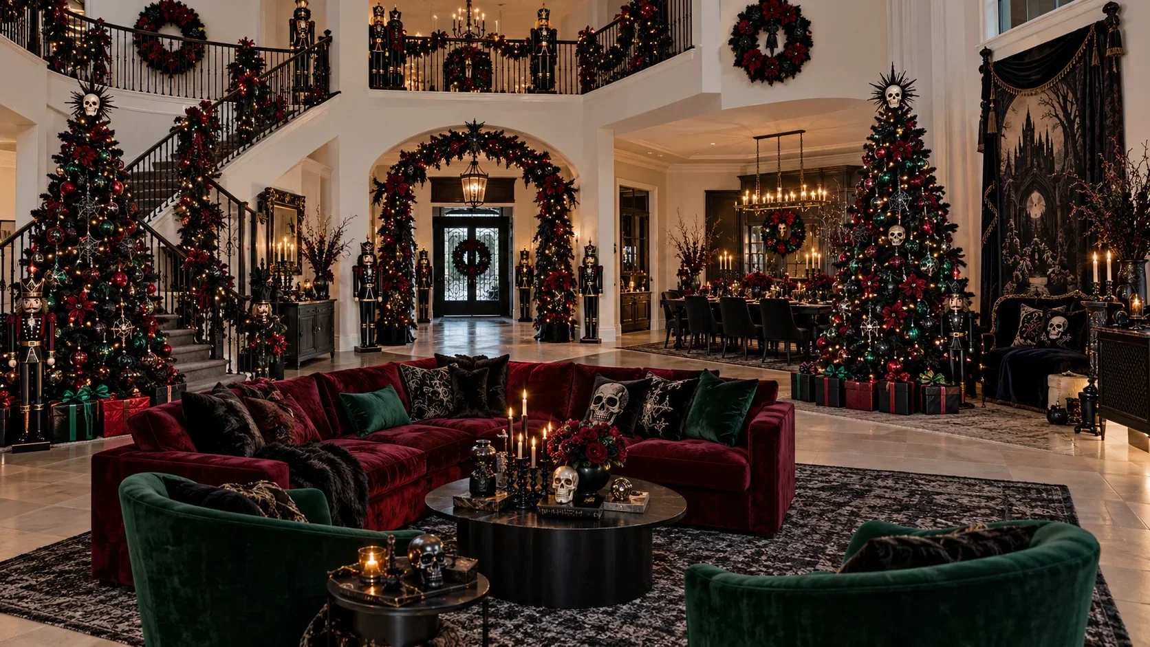 Multiple Spaces & Photo Styling — king Black Christmas package concept