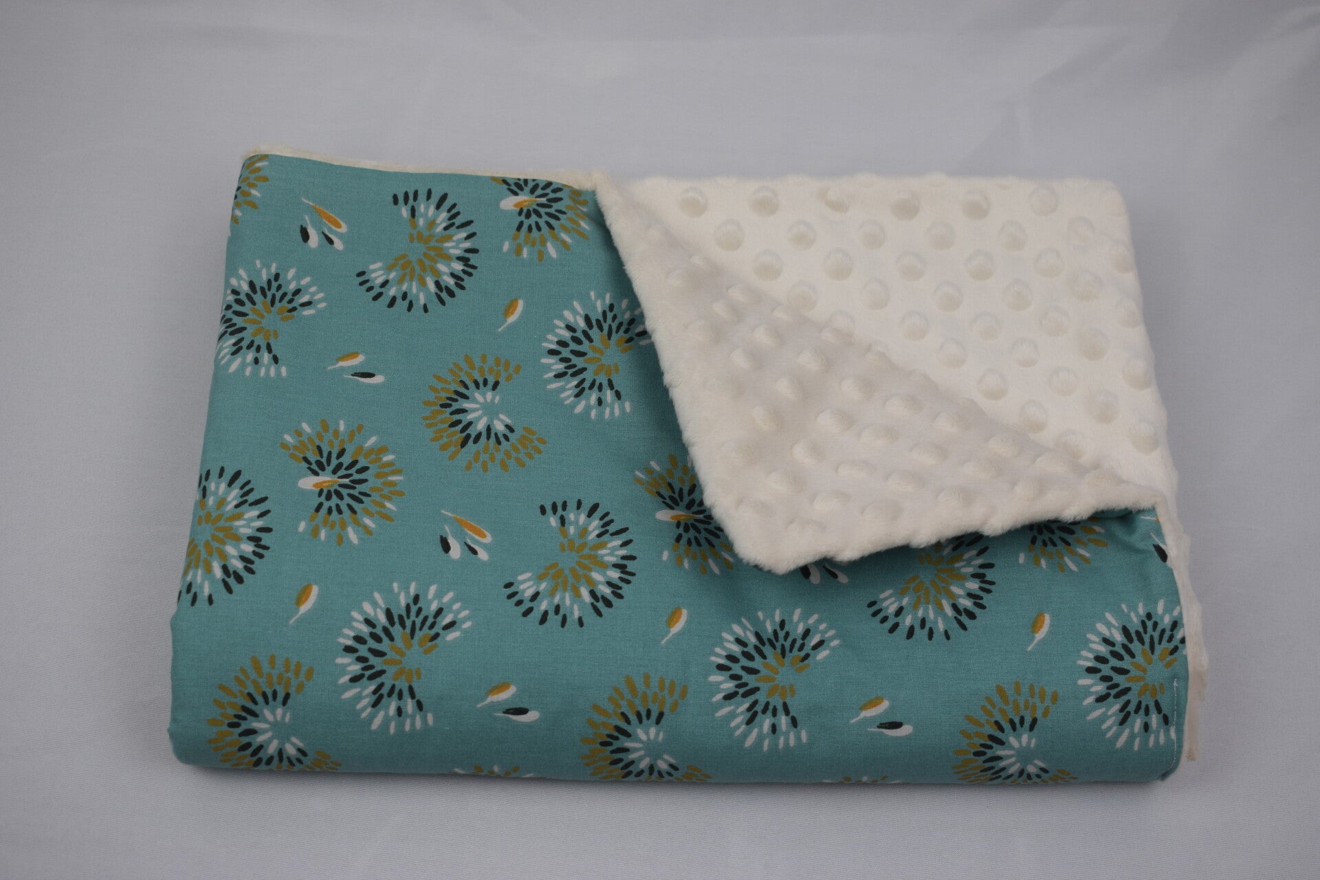 Couverture fleuris vert menthe