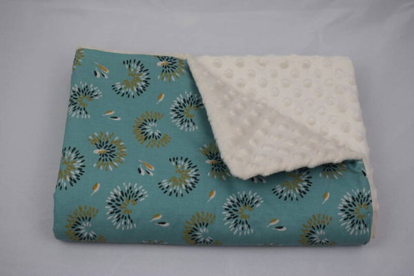 Couverture fleuris vert menthe
