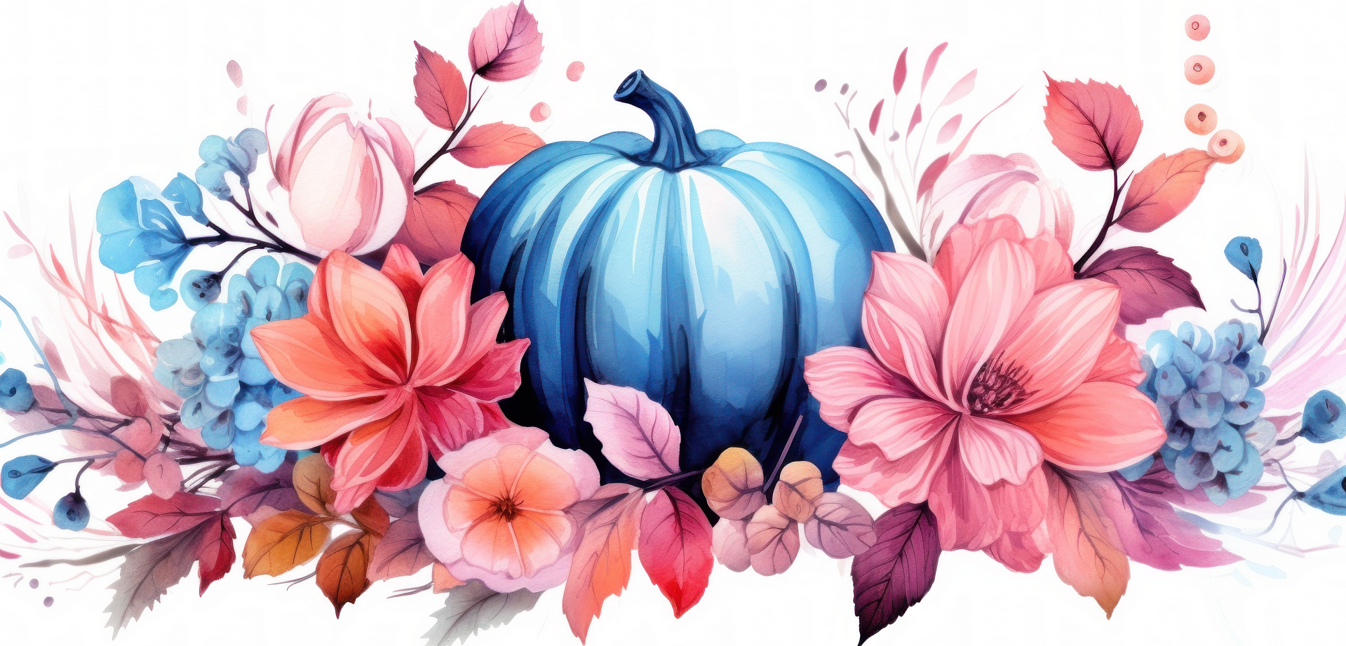 Blue Floral Pumpkin