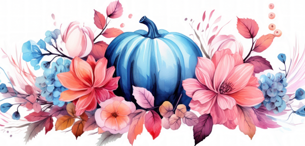Blue Floral Pumpkin