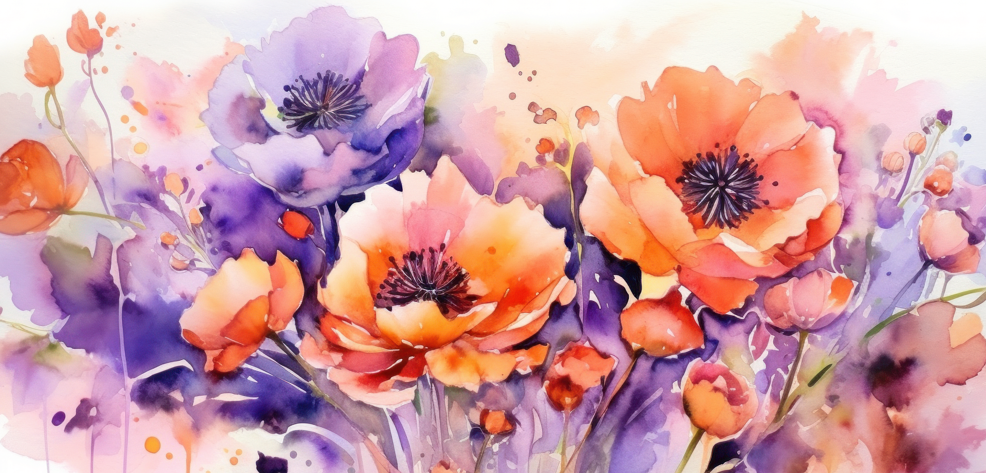 Orange Purple Poppies