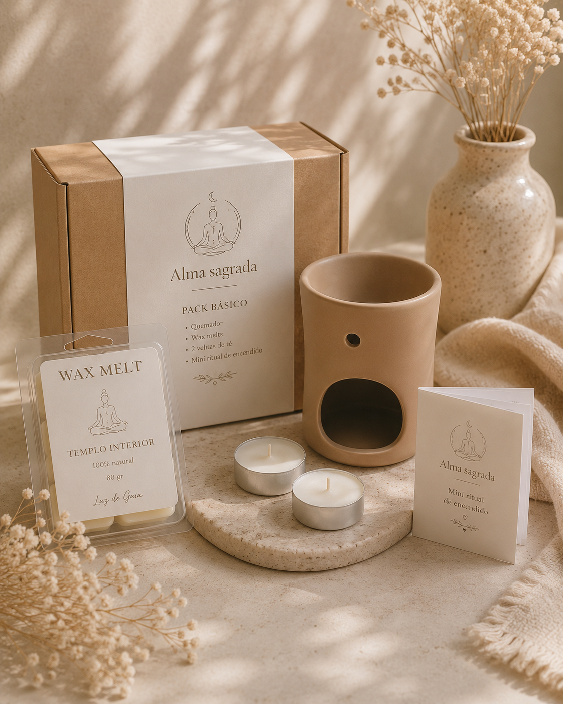 Pack esencial de bienestar con wax melts y ritual de relajación Luz de Gaia