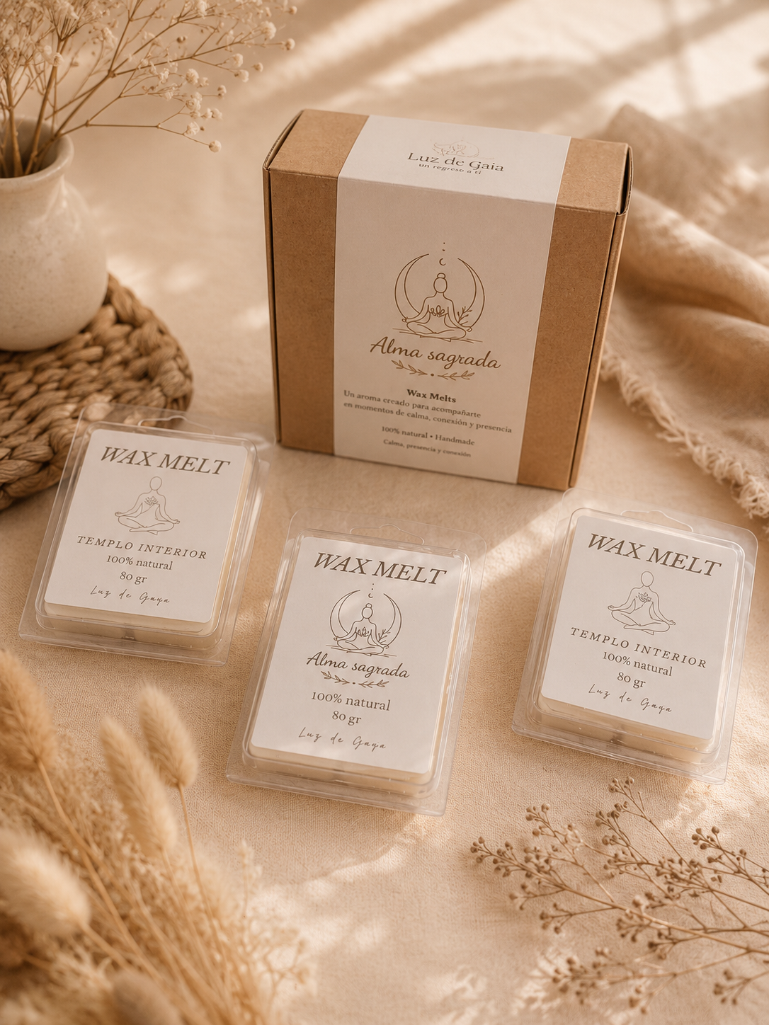Colección de wax melts naturales artesanales Luz de Gaia