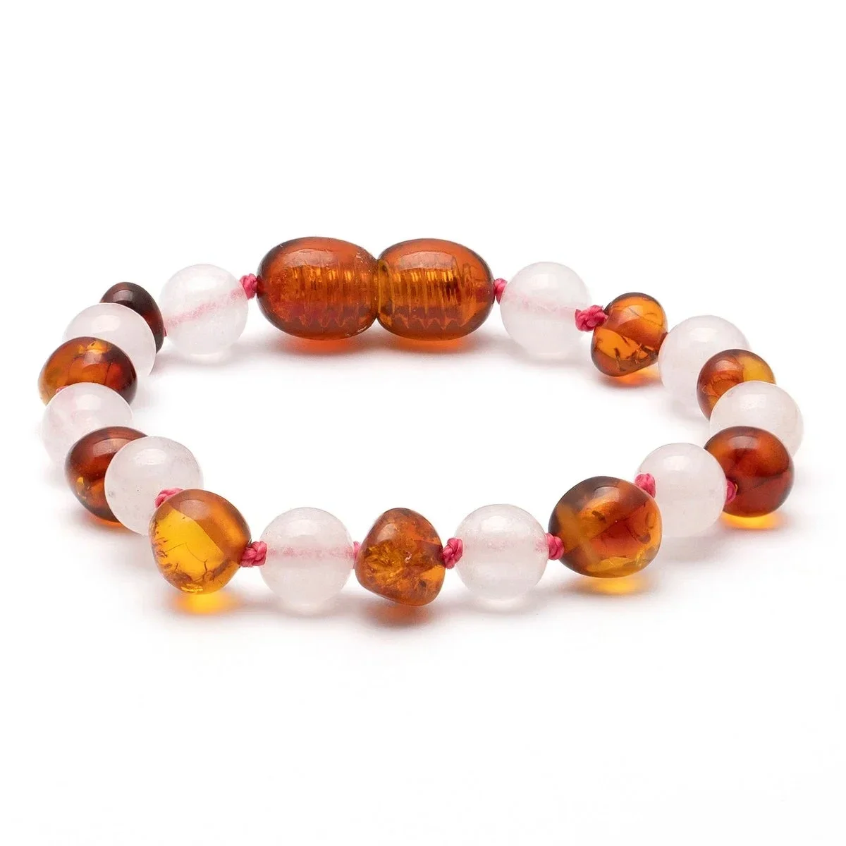 Baltic Amber & Rose Quartz armband