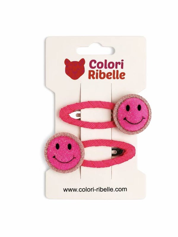 Colori Ribelle: Haarspeldjes smiley neon pink