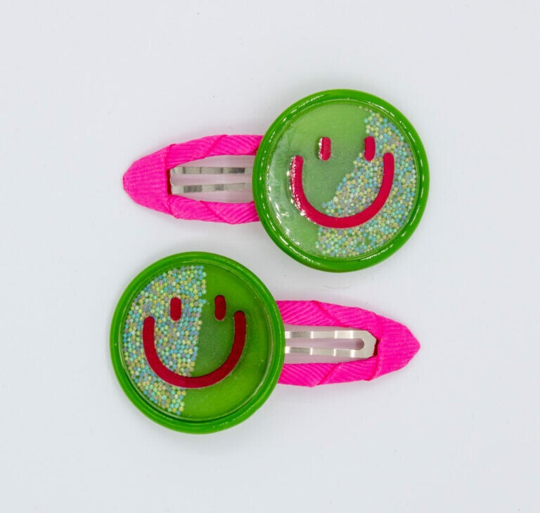 Colori Ribelle: Haarspeldjes smiley party groen