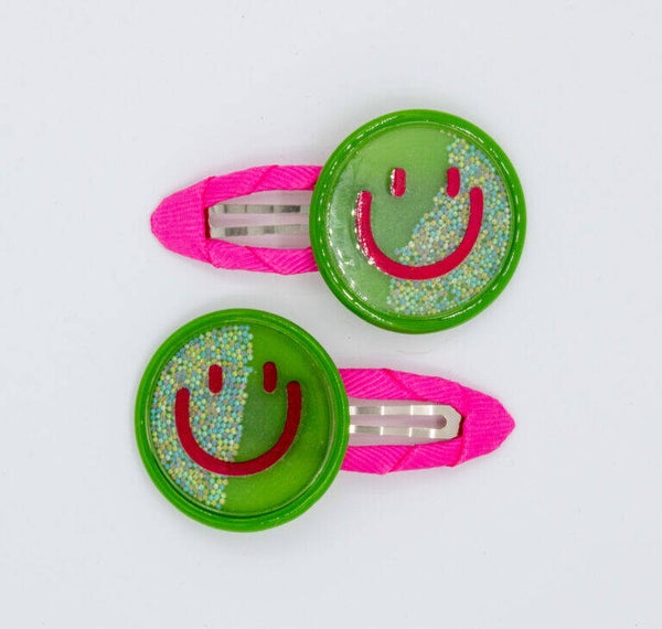 Colori Ribelle: Haarspeldjes smiley party groen