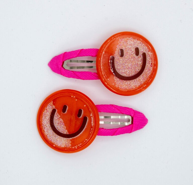 Colori Ribelle: Haarspeldjes smiley party oranje