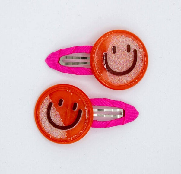 Colori Ribelle: Haarspeldjes smiley party oranje