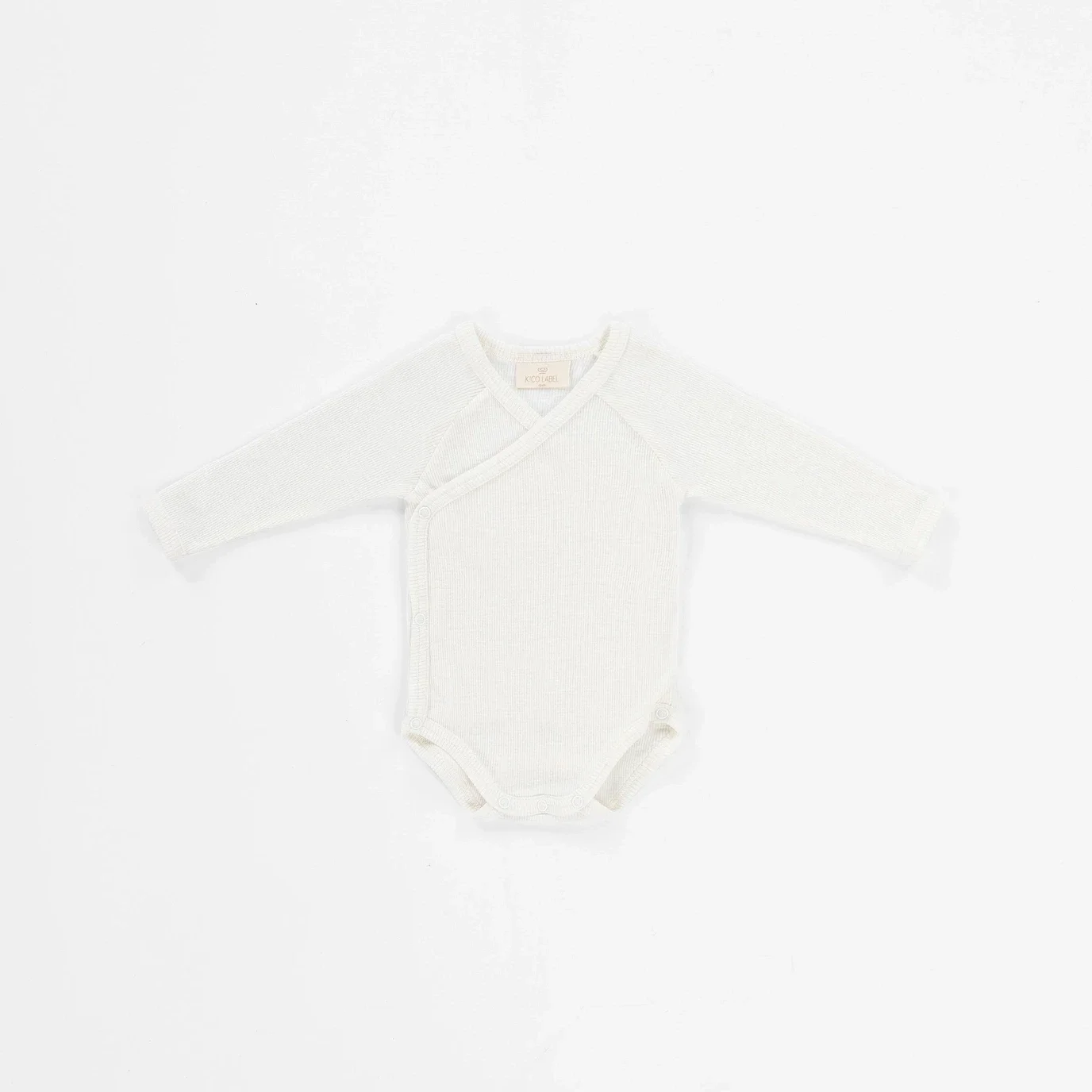 Kico label: baby overslag romper merinowol wit