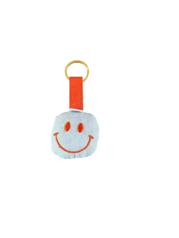 Ruby's Corner: sleutelhanger smiley mousseline linnenlook oranje