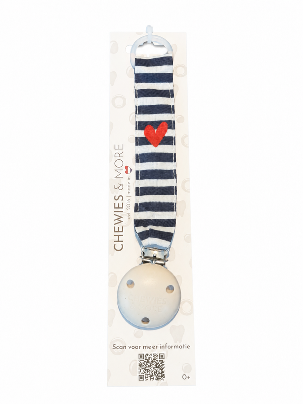 Chewies & More: speenkoord blauw en wit gestreept