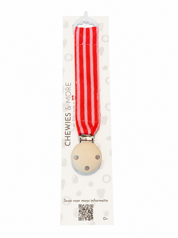 Chewies & more: Speenkoord rood en roze streep